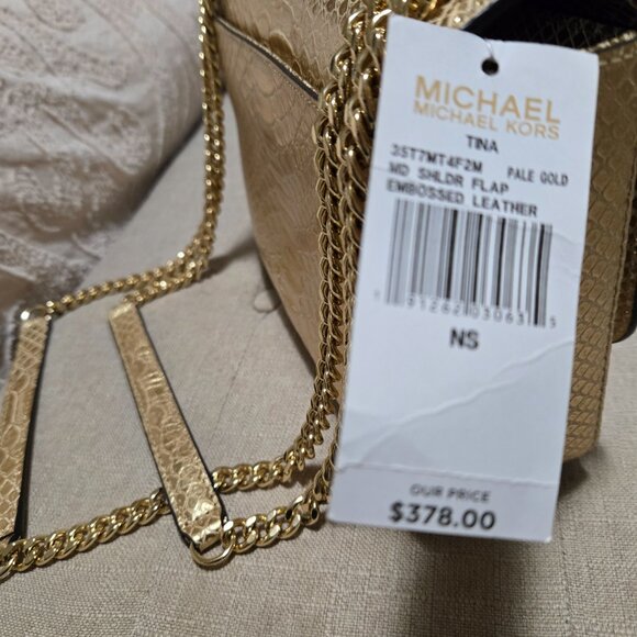 NWT "MICHAEL KORS" TINA LEATHER SHOULDER FLAP BAG - Picture 3 of 11